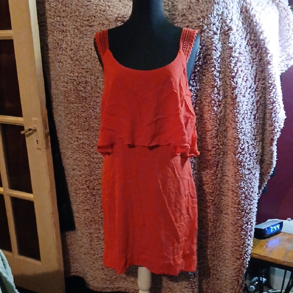 Maeve Vibrant Red Layered Mini Dress